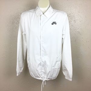 Nike SB Medium Coat Coaches Jacket White Black